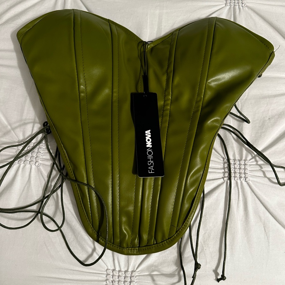 Knissa Faux Leather Corset Top